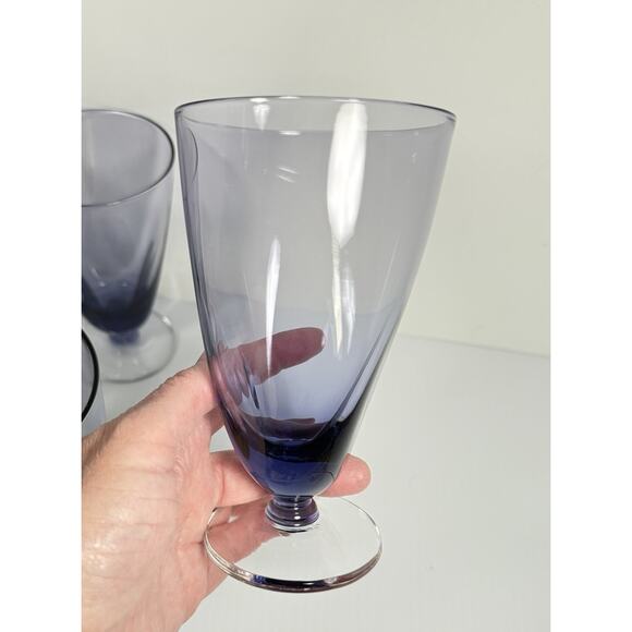 Imperial Glass Ohio SVELTE PURPLE Pinch Design Footed Tumblers Set 4 1950’s VTG - Picture 5 of 7